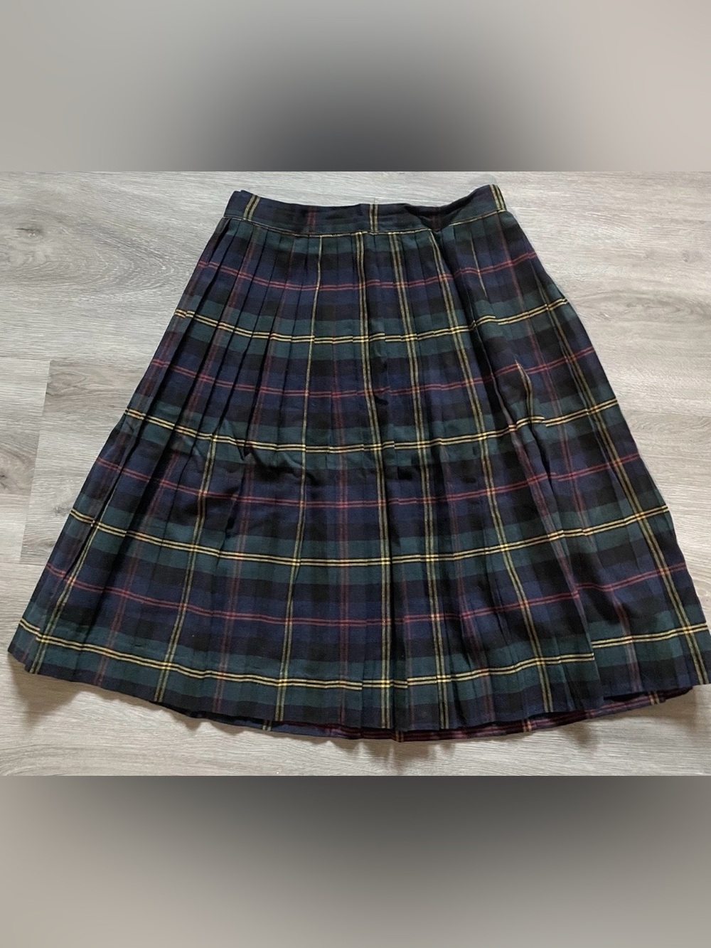 Rare Glen of Michigan Pleated Plaid Skirt Blue Green Red Bill Atkinson Era Vtg - Picture 2 of 10